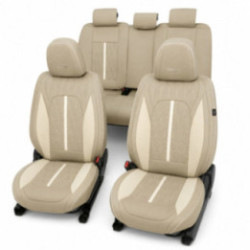 Premium-Autositzbezüge 5-Sitzer, Carguard Deluxe, perforiertes Kunstleder - hellbraun - creme
