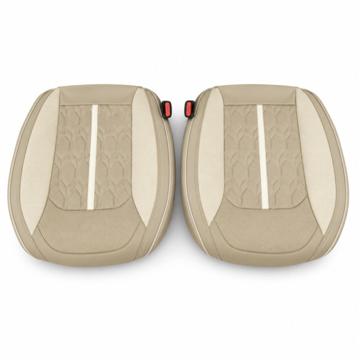 Premium-Autositzbezüge 5-Sitzer, Carguard Deluxe, perforiertes Kunstleder - hellbraun - creme
