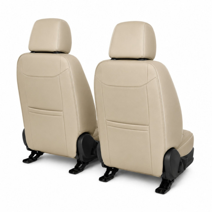 Premium-Autositzbezüge 5-Sitzer, Carguard Deluxe, perforiertes Kunstleder - hellbraun - creme