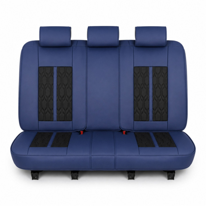 Premium-Autositzbezüge 5-Sitzer, Carguard Deluxe, perforiertes Kunstleder - dunkelblau - schwarz