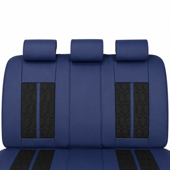 Premium-Autositzbezüge 5-Sitzer, Carguard Deluxe, perforiertes Kunstleder - dunkelblau - schwarz