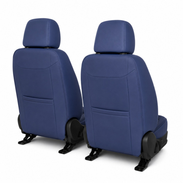Premium-Autositzbezüge 5-Sitzer, Carguard Deluxe, perforiertes Kunstleder - dunkelblau - schwarz