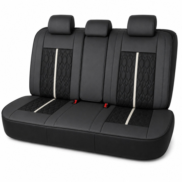 Premium-Autositzbezüge 5-Sitzer, Carguard Deluxe, perforiertes Kunstleder - schwarz - weiß