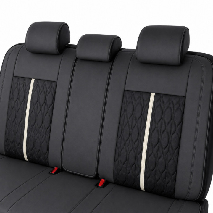 Premium-Autositzbezüge 5-Sitzer, Carguard Deluxe, perforiertes Kunstleder - schwarz - weiß