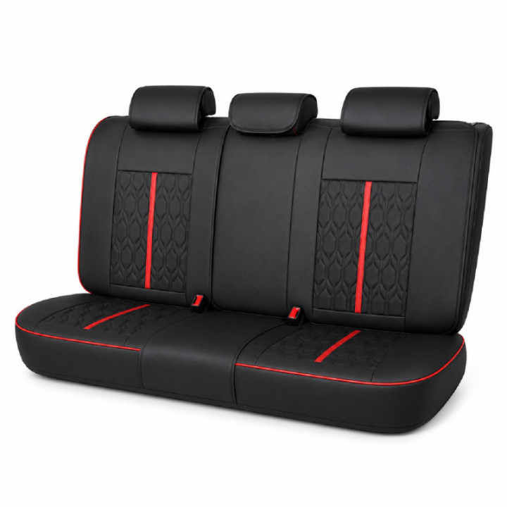 Premium-Autositzbezüge 5-Sitzer, Carguard Deluxe, perforiertes Kunstleder - schwarz - rot