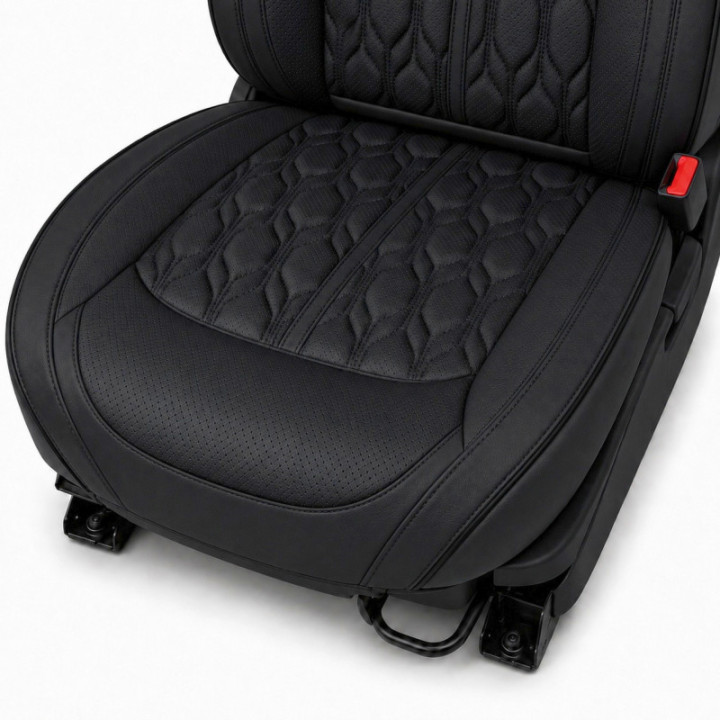 Premium-Autositzbezüge 5-Sitzer, Carguard Deluxe, perforiertes Kunstleder - schwarz