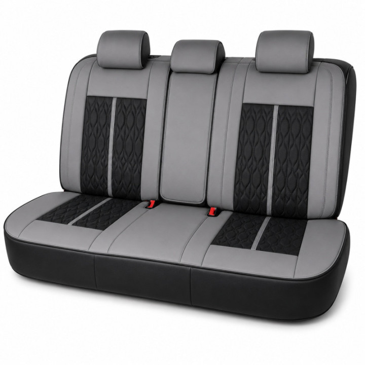 Premium-Autositzbezüge 5-Sitzer, Carguard Deluxe, perforiertes Kunstleder - grau - schwarz