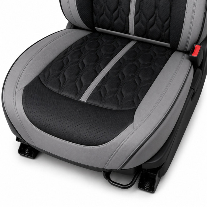 Premium-Autositzbezüge 5-Sitzer, Carguard Deluxe, perforiertes Kunstleder - grau - schwarz
