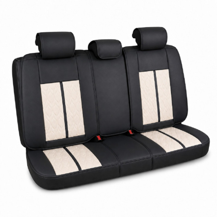 Premium-Autositzbezüge 5-Sitzer, Carguard Deluxe, perforiertes Kunstleder - schwarz - creme