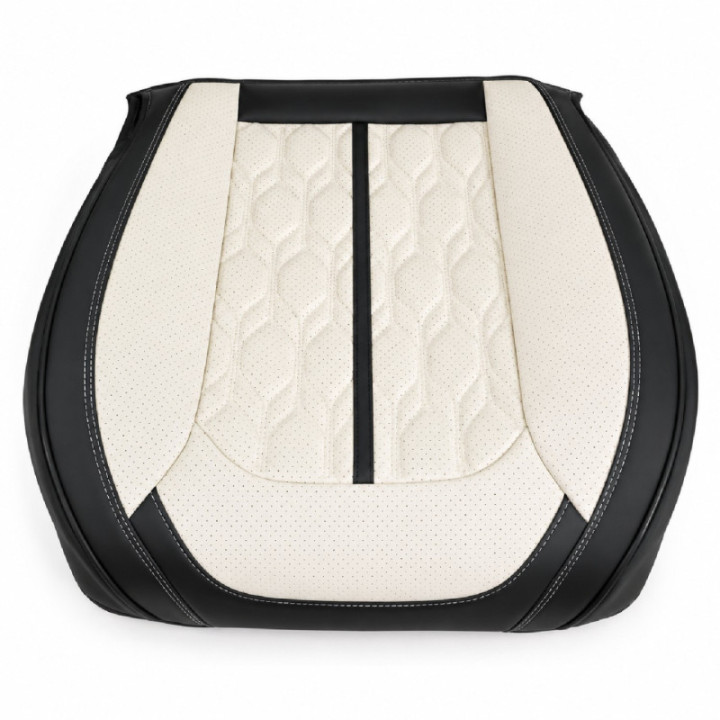 Premium-Autositzbezüge 5-Sitzer, Carguard Deluxe, perforiertes Kunstleder - schwarz - creme