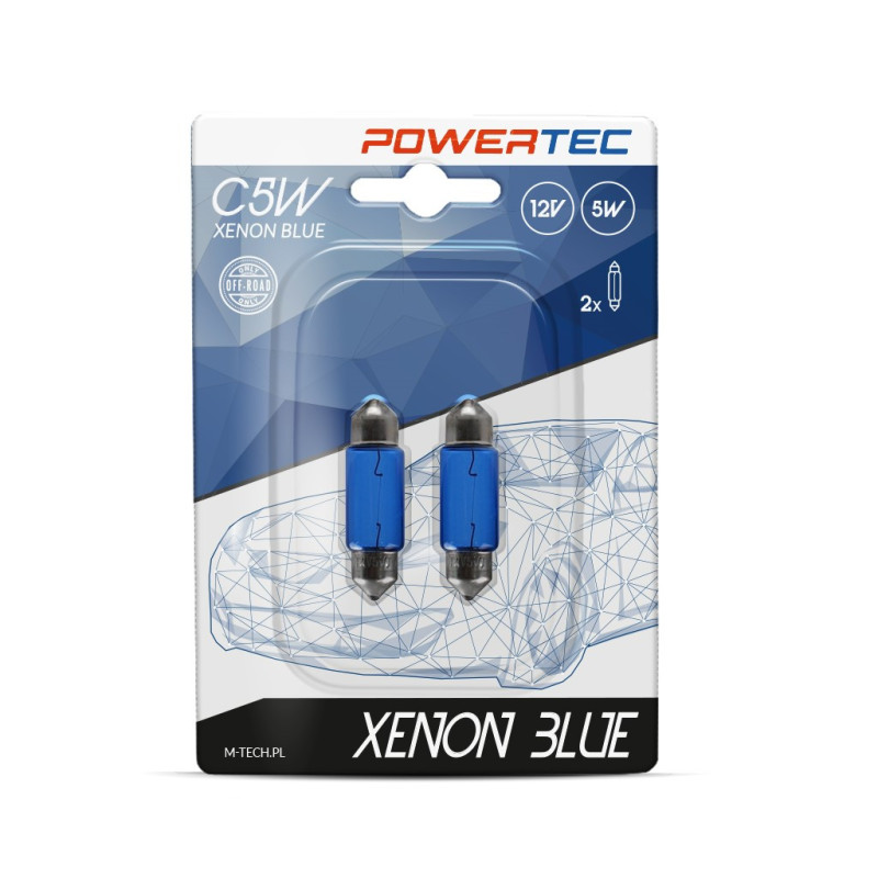 Powertec XENON blau 12 V 5 W SV8, 5-8 C5W 11x36 mm blau