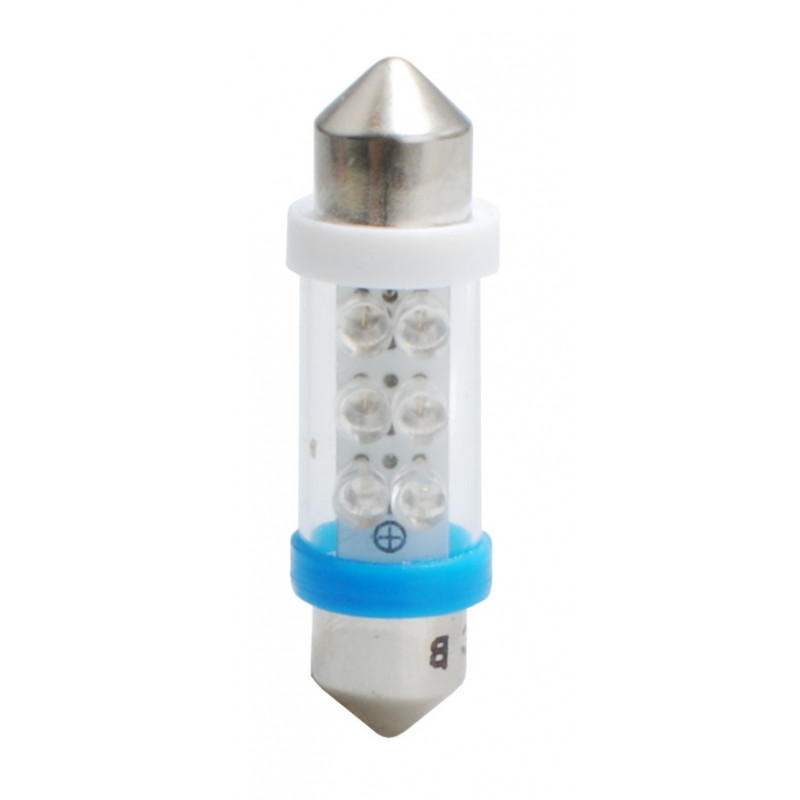 LED-Lampe L023 – C5W, 36 mm, 6 LEDs, 3 mm, blau