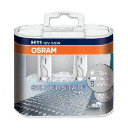 Halogenlampe OSRAM SILVERSTAR H11 12V 55W +60% Duo