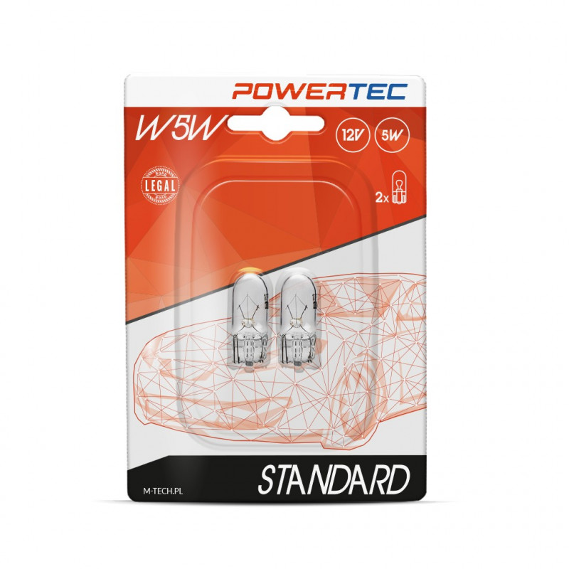 Powertec Standard 5W W2,1x9,5d W5W 12V Blister 2 Stück Powertec Standard 5W W2,1x9,5d W5W 12V Blister 2 Stück