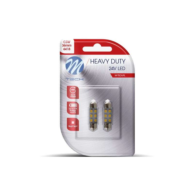 Blister 2x M-TECH HD LB928 C5W 36 mm 24 V 6xSMD2835 weiß