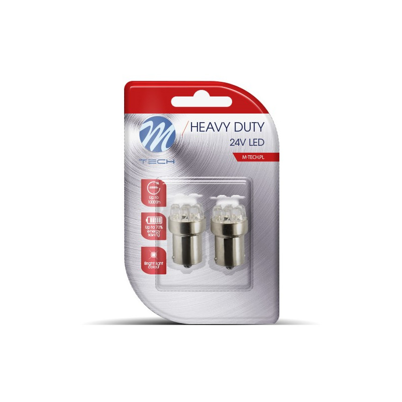 Blister 2x M-TECH HD LB933 BA15s 24 V 9LED Amber