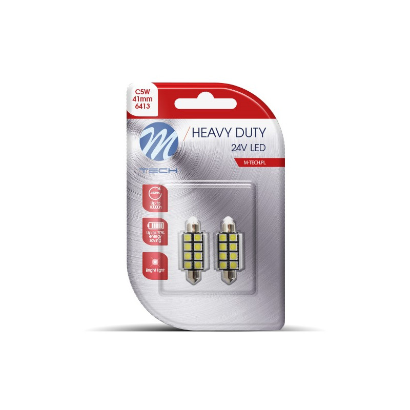 Blister 2x M-TECH HD LB9327 C5W 41 mm 24 V 8xSMD5050 CANBUS weiß