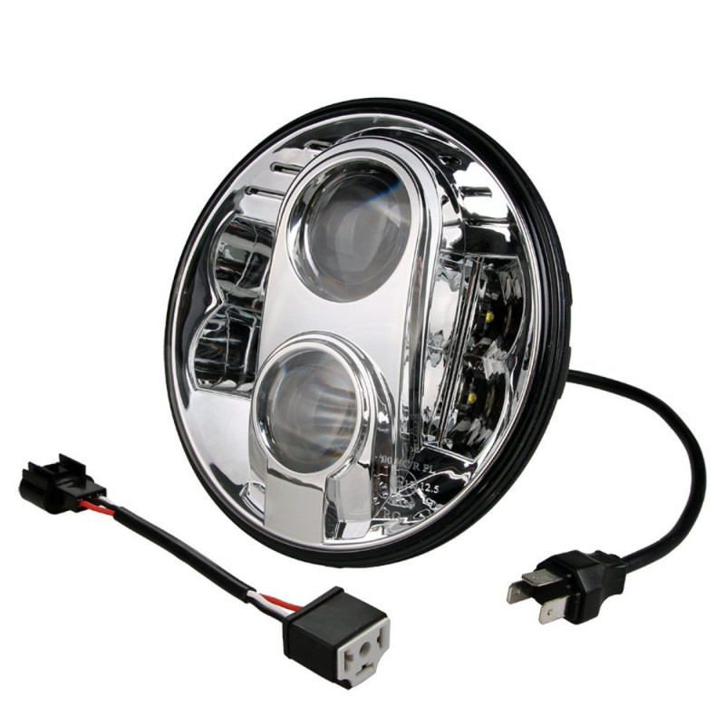 LED Headlight - Round 7" 9-36V CHROME