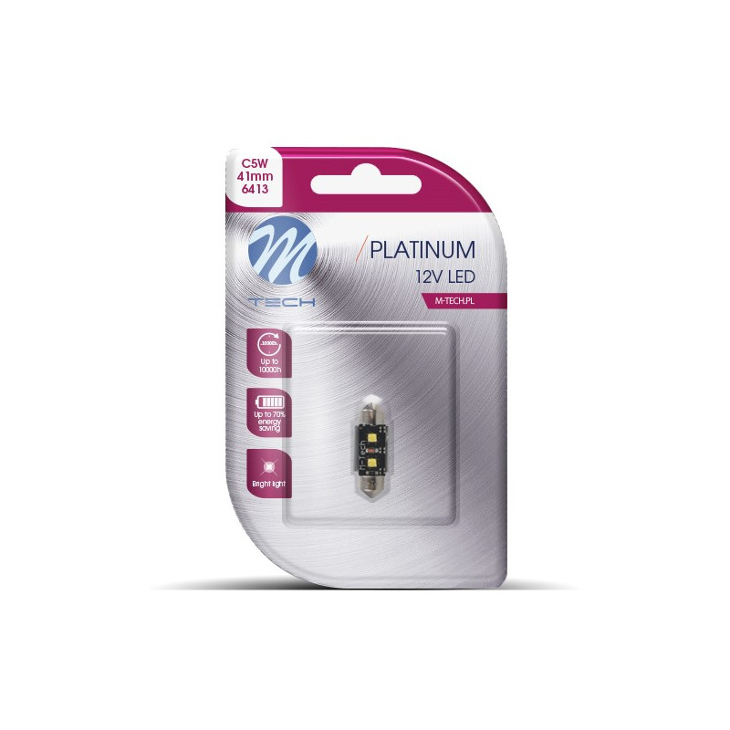 Blister M-TECH Platinum LB814W-01B - C5W 41 mm, 12 V 2xHP LED, CANBUS, weiß