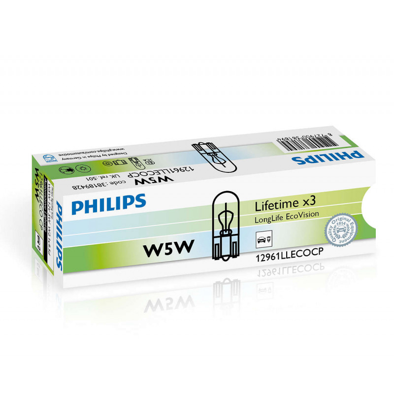 Philips W5W LongLife EcoVision 12V5 W2,1x9,5d CP Philips W5W LongLife EcoVision 12V5 W2,1x9,5d CP