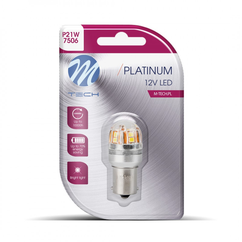Blister M-TECH Platinum LB826W-01B - P21W, 12-24 V 15x2835SMD, CANBUS, weiß