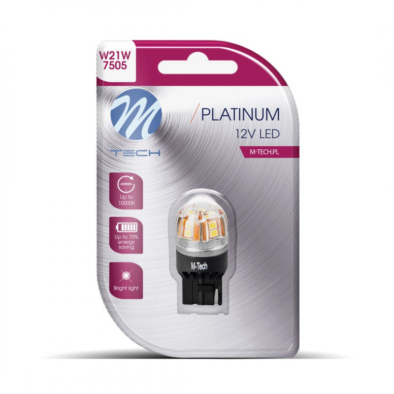 Blister M-TECH Platinum LB828W-01B - T20 W21W, 12-24 V 15x2835SMD, CANBUS, weiß