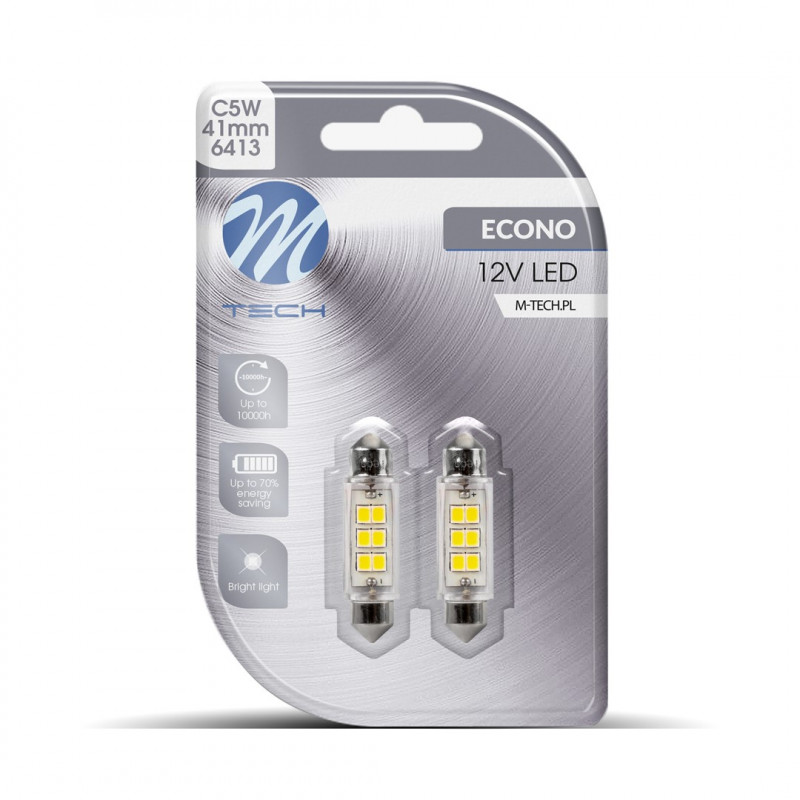 Blister 2x M-TECH HD LB991 C5W 41 mm 6xSMD2835 LED, 24 V, weiß