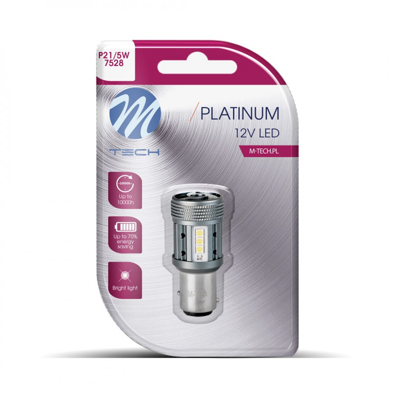 Blister M-TECH Platinum LB853W-01B - 1157 P21/5W, 12-24V 1x Dioda LED 12x3030SMD, CANBUS, White