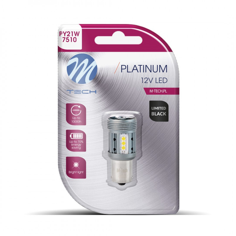 Blister M-TECH Platinum LB852Y-01B - 1156 PY21W, 12-24 V 1x LED-Lampe 12x3030SMD, CANBUS, Amber